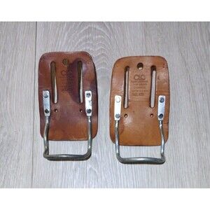 2 Vintage Custom LeatherCraft Steel Loop Hammer Holders